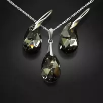 Diamond Sky Jewelry Sidabrinis papuošalų rinkinys moterims DiamondSky „Baroque (Sidabrinis Night)“ su Swarovski kristalais