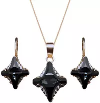 Diamond Sky Jewelry Papuošalų rinkinys moterims DiamondSky Crystal Rhombus II (Graphite Lite Chrome) su Swarovski kristalais