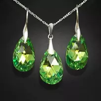 Diamond Sky Jewelry Sidabrinis papuošalų rinkinys moterims DiamondSky „Baroque (Peridot AB)“ su Swarovski kristalais