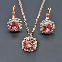 Diamond Sky Jewelry Papuošalų rinkinys moterims DiamondSky Glory II (Rose Peach) su Swarovski kristalais