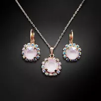 Diamond Sky Jewelry Papuošalų rinkinys moterims DiamondSky "Glory II (Powder Rose)" su Swarovski kristalais