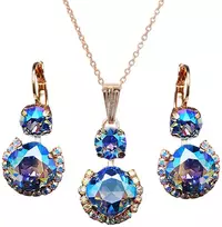 Diamond Sky Jewelry Papuošalų rinkinys moterims DiamondSky "Clarice VI (Light Sapphire Shimmer)" su Swarovski kristalais