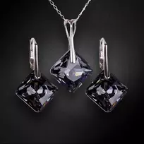 Diamond Sky Jewelry Sidabrinis papuošalų rinkinys moterims DiamondSky „Shimmer (Sidabrinis Night)“ su Swarovski kristalais