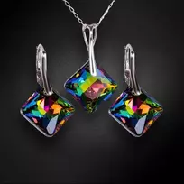 Diamond Sky Jewelry Sidabrinis papuošalų rinkinys moterims DiamondSky „Shimmer (Vitrail Medium)“ su Swarovski kristalais