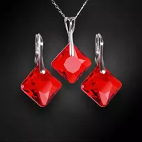 Diamond Sky Jewelry Sidabrinis papuošalų rinkinys moterims DiamondSky „Shimmer (Light Siam)“ su Swarovski kristalais