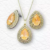 Diamond Sky Jewelry Papuošalų rinkinys moterims DiamondSky "Jasmine (Peach DeLite)" su Swarovski kristalais