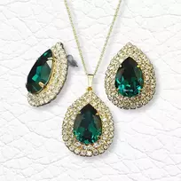 Diamond Sky Jewelry Papuošalų rinkinys moterims DiamondSky "Jasmine (Emerald)" su Swarovski kristalais
