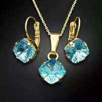Diamond Sky Jewelry Papuošalų rinkinys moterims DiamondSky "Mystic (Aquamarine)" su Swarovski kristalais