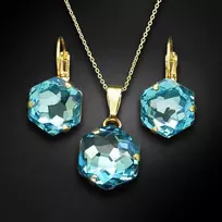 Diamond Sky Jewelry Papuošalų rinkinys moterims DiamondSky "Fantasy (Aquamarine)" su Swarovski kristalais