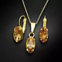 Diamond Sky Jewelry Papuošalų rinkinys moterims DiamondSky "Enigma (Light Colorado Topaz)" su Swarovski kristalais