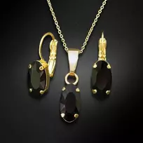 Diamond Sky Jewelry Papuošalų rinkinys moterims DiamondSky "Enigma (Graphite)" su Swarovski kristalais