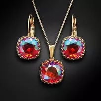 Diamond Sky Jewelry Papuošalų rinkinys moterims DiamondSky "Vintage V (Light Siam Shimmer)" su Swarovski kristalais
