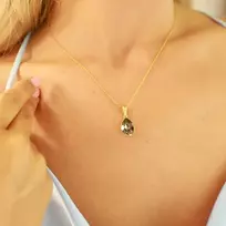 Diamond Sky Jewelry Sidabrinis kaklo papuošalas moterims Diamond Sky "Crystal Drop (Juodas Diamond)" su Preciosa kristalais