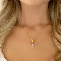 Diamond Sky Jewelry Sidabrinis kaklo papuošalas moterims Diamond Sky "Crystal Drop (Light Rose)" su Preciosa kristalais