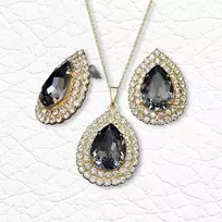 Diamond Sky Jewelry Papuošalų rinkinys moterims DiamondSky "Jasmine (Sidabrinis Night)" su Swarovski kristalais