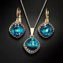 Diamond Sky Jewelry Papuošalų rinkinys moterims DiamondSky "Vintage IV (Bermuda Mėlyna)" su Swarovski kristalais