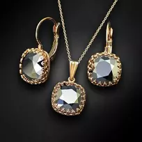 Diamond Sky Jewelry Papuošalų rinkinys moterims DiamondSky "Vintage V (Light Chrome)" su Swarovski kristalais