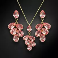 Diamond Sky Jewelry Papuošalų rinkinys moterims DiamondSky "Amber II (Light Rose)" su Preciosa kristalais