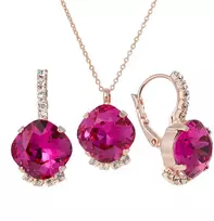 Diamond Sky Jewelry Papuošalų rinkinys moterims DiamondSky "Crete (Fuchsia)" su Preciosa kristalais