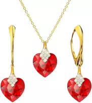 Diamond Sky Jewelry Sidabrinis papuošalų rinkinys moterims DiamondSky „Cute Valentine (Light Siam)“ su Swarovski kristalais