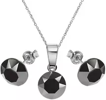 Diamond Sky Jewelry Sidabrinis papuošalų rinkinys moterims DiamondSky „Classic (Jet Hematite)“ su Swarovski kristalais
