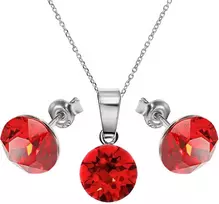 Diamond Sky Jewelry Sidabrinis papuošalų rinkinys moterims DiamondSky „Classic (Light Siam)“ su Swarovski kristalais