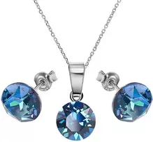 Diamond Sky Jewelry Sidabrinis papuošalų rinkinys moterims DiamondSky „Classic (Bermuda Mėlyna)“ su Swarovski kristalais