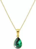 Diamond Sky Jewelry Sidabrinis kaklo papuošalas moterims Diamond Sky "Crystal Drop (Emerald)" su Preciosa kristalais