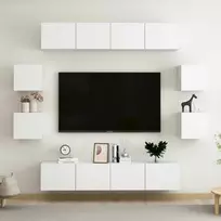 TV staliukas Televizoriaus spintelių komplektas, 8 dalių, baltas, MDP