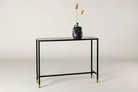 Venture Design Šoninis stalas, Dipp su lentyna, 100x30x75 cm, Juodas