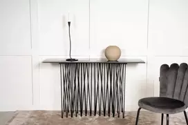 Venture Design Priešais stalas, akmuo, 74x130x37 cm, juodas