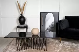 Venture Design Sofos stalas, akmuo, 140x60 cm, juodas