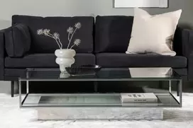 Venture Design Kavos staliukas, Maglehem, 130x60 cm, Sidabrinės spalvos