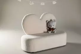 Venture Design Vaikų gėlių sofa, Teddy FSC 100%, 98,5x36 cm, Balta