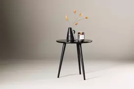 Venture Design Šoninis stalas, Askim, ⌀48 cm, Juodas