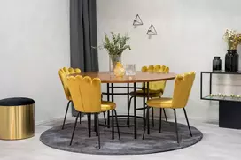 Venture Design Valgomasis stalas, Kopenhaga, ⌀140 cm, Ruda/Juoda+Kėdė, Limhamn Light, 54x82.5x44.5 cm, Aukso spalvos