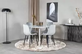 Venture Design Apskritas stalas, Plaza, 100 cm, Balta, Valgomasis kėdė, Polar, 52x86x44 cm, Pilka