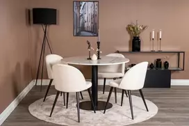 Venture Design Valgomojo stalas, Estelle, ø106xK75 cm, Juoda / Baltas marmuras