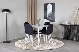 Venture Design Valgomasis stalas, Plaza, 100 cm, Balta, Valgomasis kėdė, Polar, 53x87x44 cm, Juoda