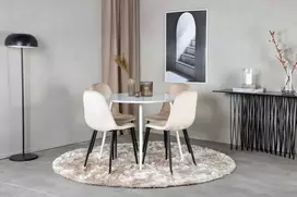 Venture Design Valgomojo stalas ir kėdės rinkinys, Plaza ir Polar, 100x53.3 cm, Balta ir Beždžionės.