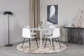 Venture Design Valgomasis stalas, Plaza, 100 cm, Balta, Valgomasis kėdė, Arctic, 47,5x82x49 cm, Balta