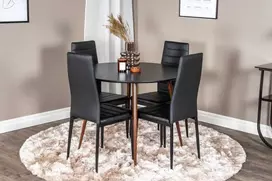 Venture Design Valgomojo stalas ir kėdės rinkinys, Plaza ir Slim, 100x48 cm, juoda ir riešutas