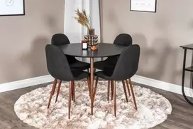 Venture Design Valgomasis komplektas, Plaza apvalus stalas su Polar kėdėmis, ⌀100 cm ir 53x87x44 cm, Juoda ir Riešutmedis