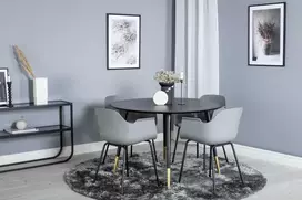 Venture Design Valgomasis stalas, Dipp, 115 cm, Juodas, Valgomasis kėdė, Comfort, 52x79.5x60.5 cm, Pilka