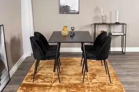 Venture Design Valgomasis stalas ir kėdžių komplektas, Dipp ir Raukšlės, 75x120x85 cm, Juoda