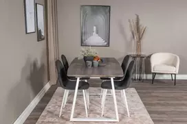 Venture Design Valgomasis stalas ir kėdžių komplektas, Inca ir Polar, 75x160x85 cm, Pilka ir Juoda