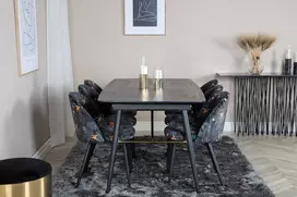 Venture Design Valgomasis stalas, auksinė pratęsimas, 180x85 cm, juodas
