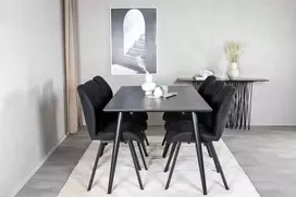 Venture Design Valgomojo stalas, Dipp, 180x90 cm, Juoda furniruotė, Valgomasis kėdė, Gemma, Juoda