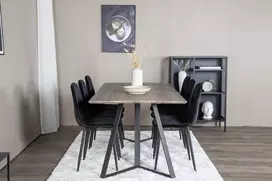 Venture Design Valgomojo stalas ir kėdės rinkinys, Marina ir Polar Diamond, 180x90 cm ir 52x86 cm, Juoda ir Pilka