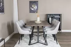 Venture Design Valgomasis stalas su komplektu, Marina ir Plaza, 180x90 cm, pilkas/juodas